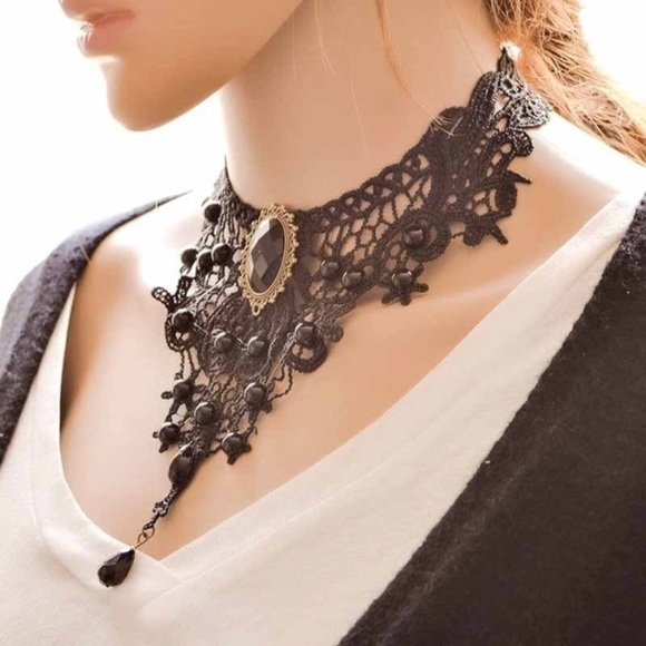 Vintage Style Punk Black Lace Choker - Picture 5 of 6